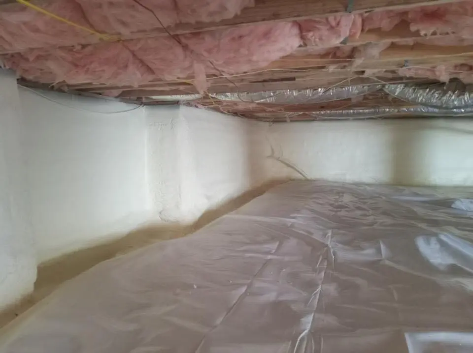 Crawl space encapsulation with closed-cell spray foam for Storm Damage Roof Repair in Texas City